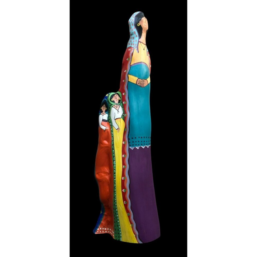 Hand Painted Cypress Knee by Penn "Three Lovely Ladies"  21 in x 7 x 3.5 in